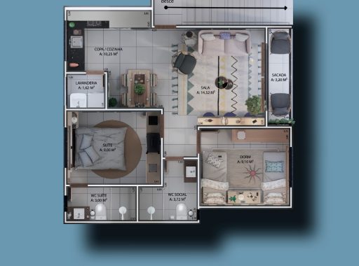 planta do apartamento da vila das bromélias em porto seguro bahia